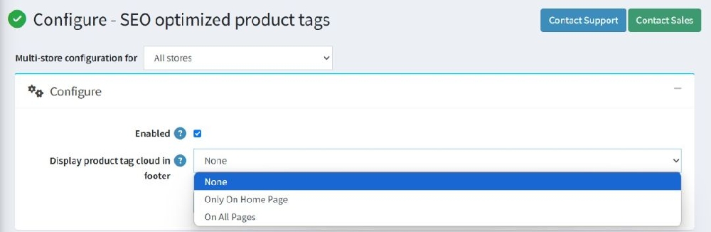 Product tags plugin configuration setting